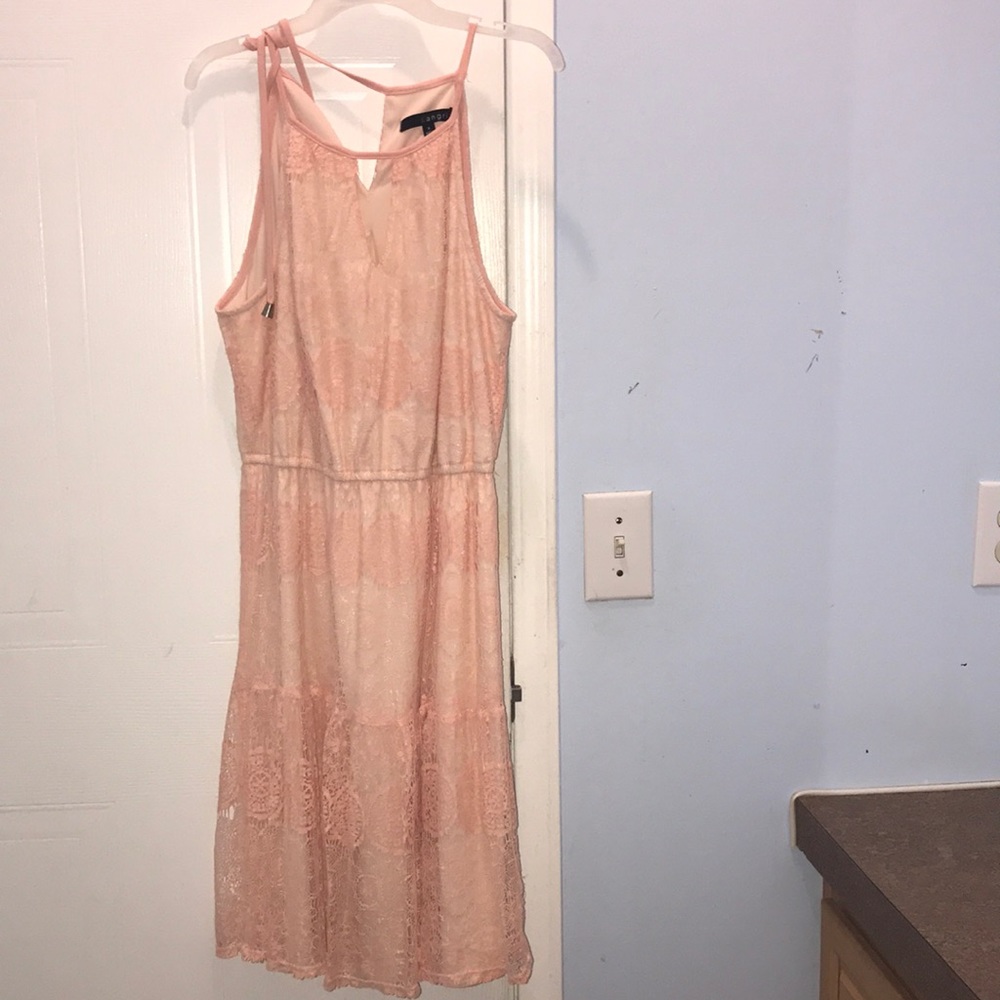 peach lace dress